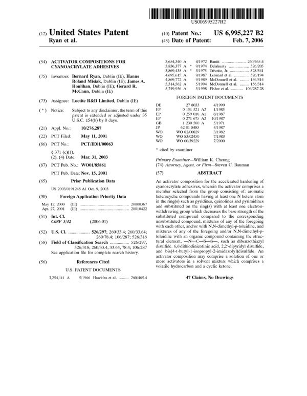 Activator Compositions for Cyanoacrylate Adhesives Afinitica